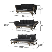Load image into Gallery viewer, Outdoor Patio Daybed Sofa, 3 Seat Sofa With Foldable Arm 4 Back Pillows