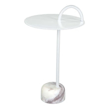 Load image into Gallery viewer, 25" Iron And Marble Round Pedestal End Table - White