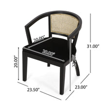 Load image into Gallery viewer, Elegant Dining Chair With Cane Web Backrests And Velvet Upholstery