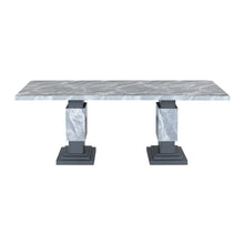 Load image into Gallery viewer, Michelle - Dining Table With Double Pedestal Marble Detailing - Gray