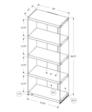 Load image into Gallery viewer, Bookshelf, Bookcase, Etagere, 5 Tier, Glossy Clear Tempered Glass - White