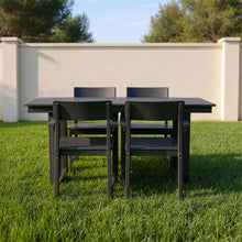 Load image into Gallery viewer, 5 Piece Outdoor Dining Set For 4, Patio Table With Umbrella Hole And 4 Armrest Chairs For Backyard - Black