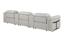 Load image into Gallery viewer, Top Grain Leather Reclining Metal USB Sofa (720368) - Light Gray