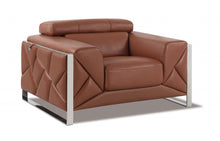 Load image into Gallery viewer, Mod Leather And Chrome Deco Accent Chair - Terra Cotta