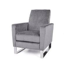 Load image into Gallery viewer, Bolt - Upholstered Recliner Chair With Stainless Steel Base - Gray / Chrome
