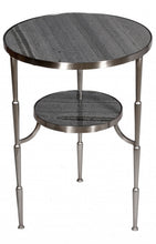 Load image into Gallery viewer, Marble And Iron Round End Table - Nickel