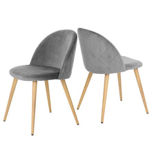 Load image into Gallery viewer, Velvet Metal Dining Side Chairs (Set of 2) - Gray / Oak