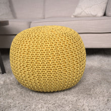 Load image into Gallery viewer, Bordeaux - Knitted Round Pouf Ottoman, Floor Cushion