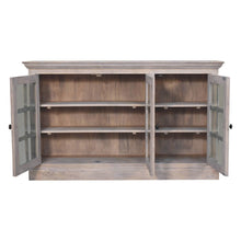 Load image into Gallery viewer, 35" Distressed Solid Wood Accent Cabinet With Three Doors - Light Gray