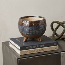 Load image into Gallery viewer, Round Pot Planter - Blue / Clay