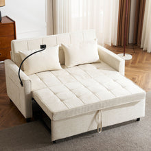 Load image into Gallery viewer, Pull-Out Sleeper Sofa With Reversible Backrest Cushion, Side Pockets, 2 USB Ports And A Phone Holder For Living Room