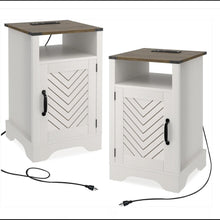 Load image into Gallery viewer, Farmhouse Nightstand With Charging Station & Storage
