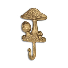 Load image into Gallery viewer, 4" Cast Iron Mushroom Wall Hook - Gold