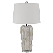 Load image into Gallery viewer, Glass Novelty Table Lamp With White Empire Shade - Nickel