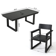 Load image into Gallery viewer, 5 Piece Outdoor Dining Set For 4, Patio Table With Umbrella Hole And 4 Armrest Chairs For Backyard - Black