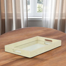 Load image into Gallery viewer, 16" Rectangular Wood Handmade Tray With Handles - White / Gold