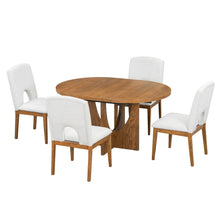 Load image into Gallery viewer, Topmax - 5 Piece Modern Extendable Round Dining Table Set With Removable Leaf For Small Places