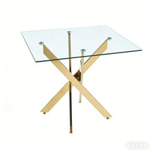 Load image into Gallery viewer, Dining Table With Cross Metal Leg And Tempered Glass, Modern Space Saving Kitchen Table For Living Room Legs, Square Table