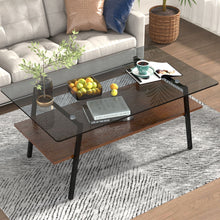 Load image into Gallery viewer, Rectangle Coffee Table, Tempered Glass Tabletop With Metal Legs