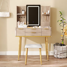 Load image into Gallery viewer, 30" Wood Lighted Vanity 4 Drawer Dresser - Brown