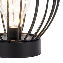 Load image into Gallery viewer, 7" Battery Operated Round Bedside Lamp With Metal Cage Globe Shade - Black