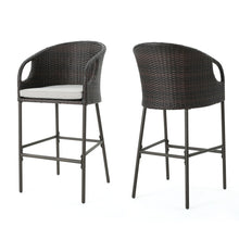 Load image into Gallery viewer, Outdoor 31" Rattan Barstools With Waterproof Cushions (Set of 2) - Multi Brown