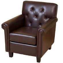 Load image into Gallery viewer, Upholstered Club Chair With Button Tufted Back Rest - Brown