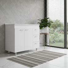 Load image into Gallery viewer, Wood Lacquered Door Gloss Finish Door Accent Cabinet With Three Drawers - White