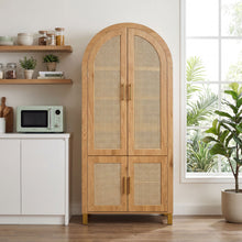 Load image into Gallery viewer, Tall Arched Cabinet With Rattan Doors & Adjustable Shelves
