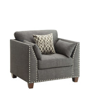 Load image into Gallery viewer, Linen Arm Chair - Charcoal And Brown