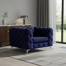 Load image into Gallery viewer, Fabric And Black Tufted Arm Chair 41" - Blue