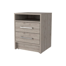 Load image into Gallery viewer, 20" Light Wood Two Drawer Nightstand - Gray