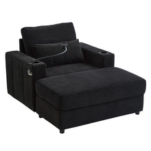 Load image into Gallery viewer, Modern Style Armchair Chaise Lounge Sofa Couch With Movable Storage Ottoman, USB Ports, Cup Holders, Phone Holder, Side Pockets
