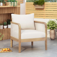 Load image into Gallery viewer, Outdoor Acacia Wood Patio Club Chair, Textilene Patio Furniture, Waterproof Thick Cushion Deep Seating For Porch, Garden, Backyard, Balcony, Weight Capacity 400Lbs, Light Teak - Beige