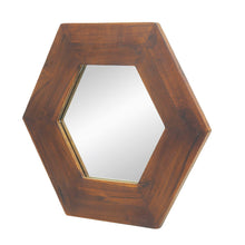 Load image into Gallery viewer, Hexagon Mirror With Natural Wood Frame, Wall Decor For Living Room Bathroom Hallway