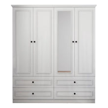 Load image into Gallery viewer, 71" Carved Geometric Mirro Four Door Four Drawer Combo Dresser - White
