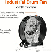 Load image into Gallery viewer, Velocity Drum Fan With 2 Speed - Black
