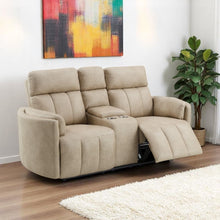 Load image into Gallery viewer, Elison - Motion Loveseat With Console - Dark Beige Polish Microfiber