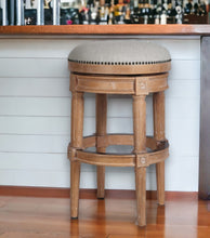 Load image into Gallery viewer, Solid Wood Swivel Backless Bar Height Bar Chair - Pearl Silver And Natural