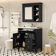 Load image into Gallery viewer, Bathroom Vanity With Top Sink, 2 Doors And 3 Drawers, Freestanding Set With Mirror Cabinet