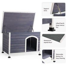 Load image into Gallery viewer, Medium Wooden Outdoor Dog House, Waterproof Roof, Elevated Floor - Gray