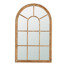 Load image into Gallery viewer, Large Arched Accent Mirror With Frame With Decorative Window Look Classic Architecture Style Solid Fir Wood Interior Decor - Brown