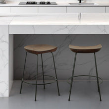 Load image into Gallery viewer, 16.5" x 18" x 24.5" Steel Backless Counter Height Bar Chairs (Set of 2) - Chestnut And Black