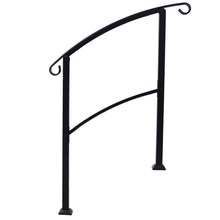 Load image into Gallery viewer, Handrails For Outdoor Steps, Fit 1 Or 3 Steps Outdoor Stair Railing, Flexible Front Porch Hand Rail, Transitional Handrails For Concrete Steps Or Wooden Stairs - Black