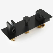 Load image into Gallery viewer, Brass Shower System With 10" Rainfall Shower Head And Handheld Sprayer - Matte Black