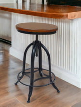 Load image into Gallery viewer, Swivel Backless Adjustable Height Bar Chair With Footrest 30" - Chestnut And Black