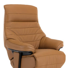 Load image into Gallery viewer, Tufted Genuine Leather Power Swivel Recliner - Camel