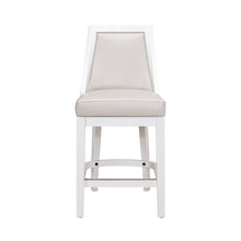 Load image into Gallery viewer, Faux Leather And Solid Wood Counter Height Swivel Bar Chair - Pearl Silver And White