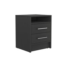 Load image into Gallery viewer, 15.7" x 14.7" x 19.9" Two Drawer Faux Wood Nightstand - Black