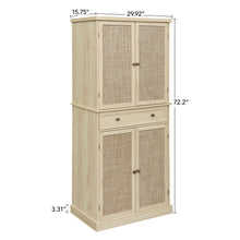 Load image into Gallery viewer, 4 Door Storage Cabinet With 1 Drawer And 4 Adjustable Inner Shelves - Natural